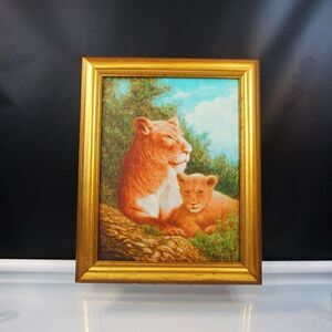 Big Cats Mother Lion With Cub D. Fedele Signed Framed Art Print